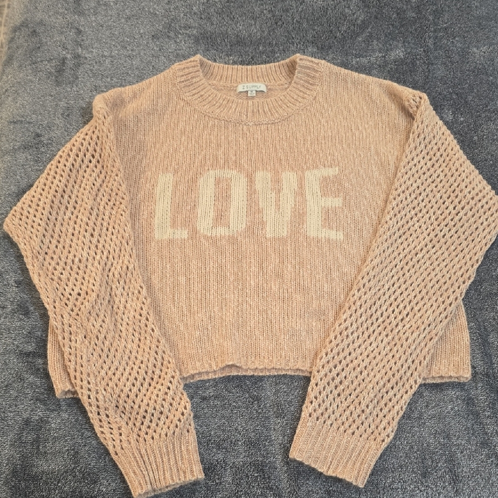 Z Supply Tan LOVE Knit Sweater